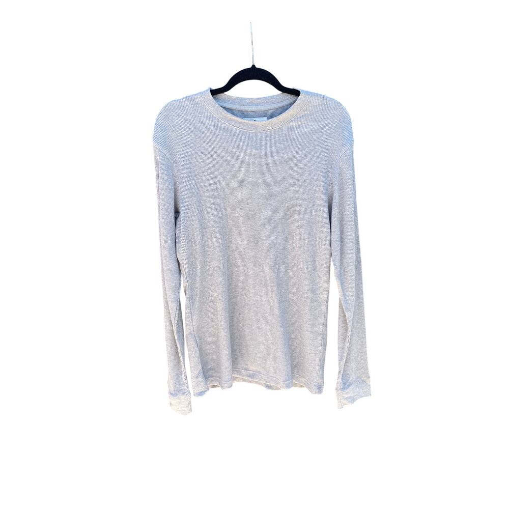 St John’s Bay Shirt Waffle Knit Thermal Size M Pullover Gray Long Sleeve Cotton